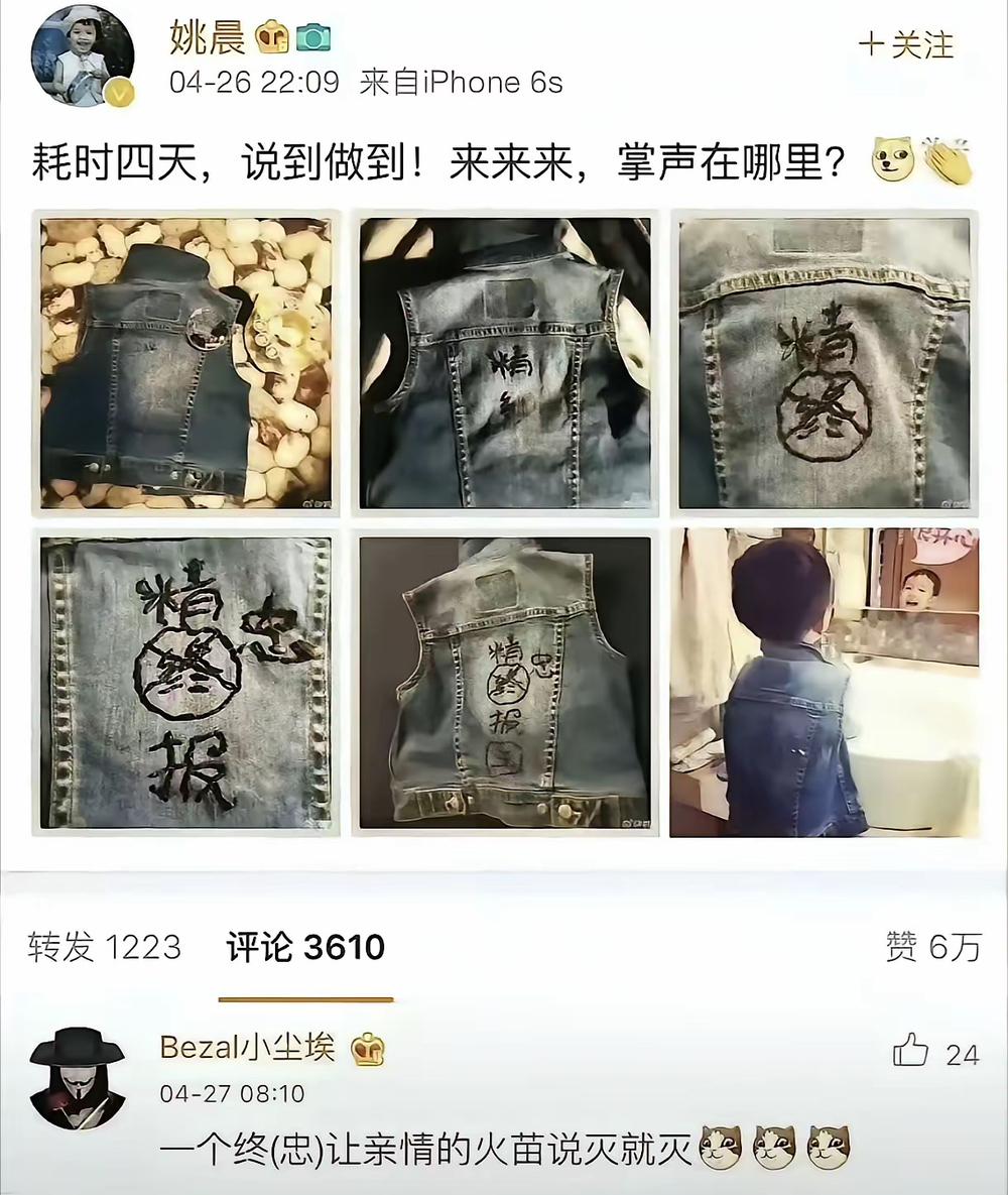 这个姚晨，一天到晚出什么“洋相”呢！
读了那么多年书，演了那么多年戏，一个精忠报