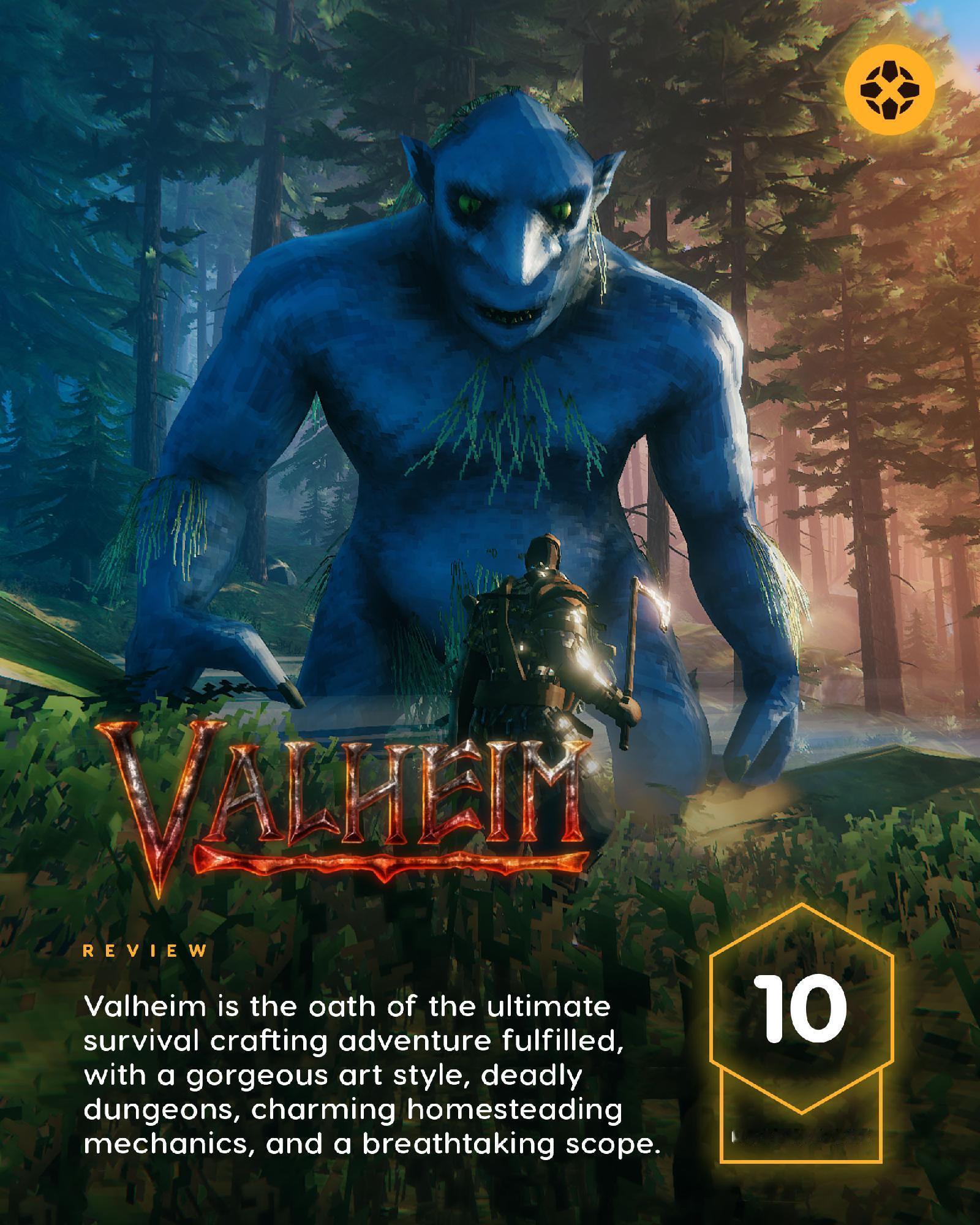 IGN给最近推出正式版的《Valheim: 英灵神殿》评价满分：10/10本作在