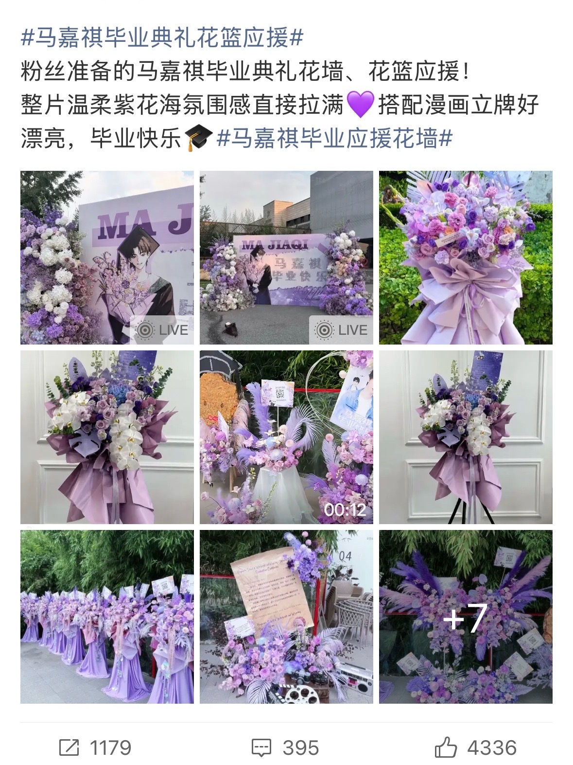 马嘉祺毕业典礼花篮应援毕业典礼现场突然跑来一只小黑猫，直接抢了花篮的风头，粉丝都