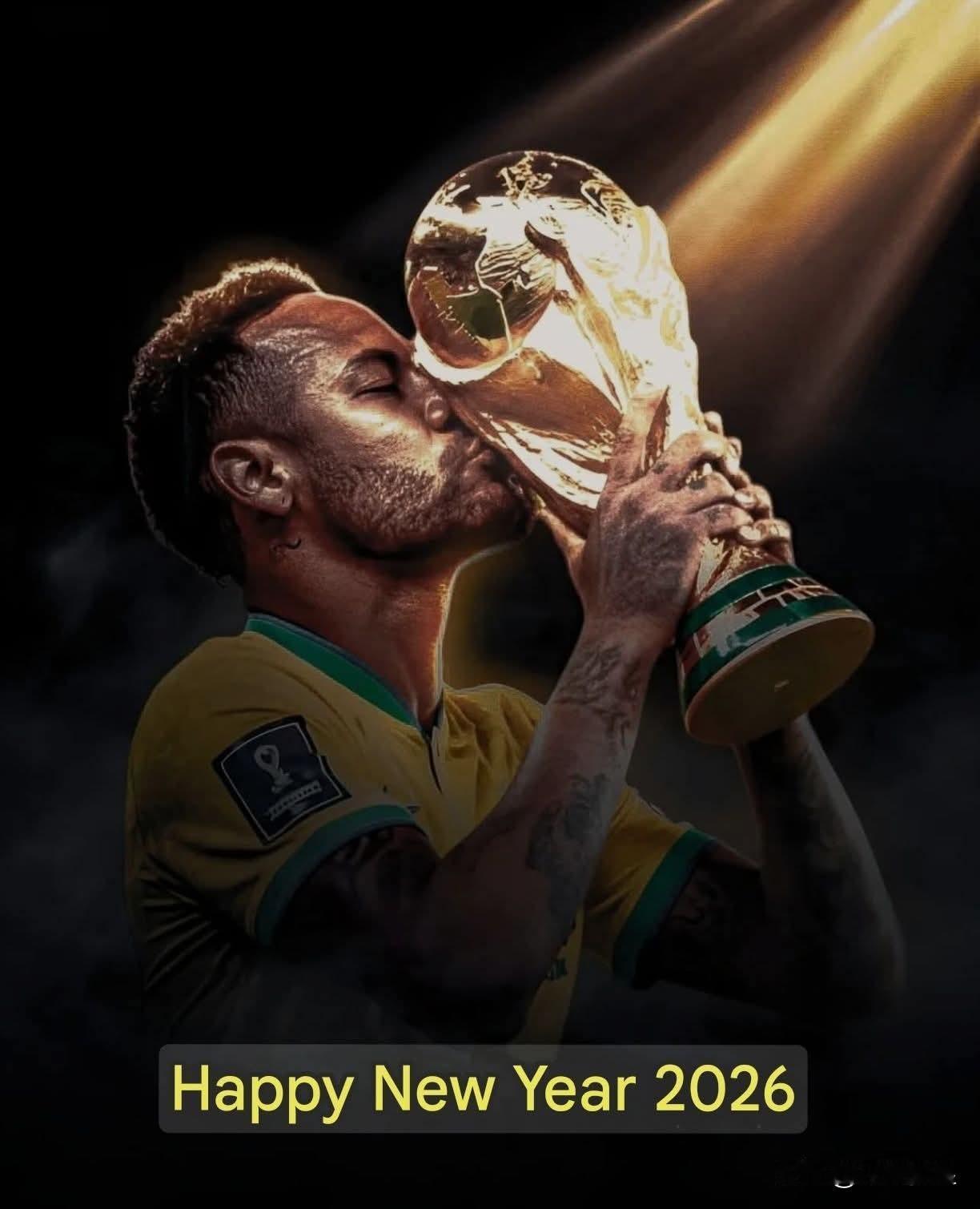 内马尔在社交媒体晒出一张特殊照片，醒目的2026字样暗藏他的世界杯执念。此刻他的