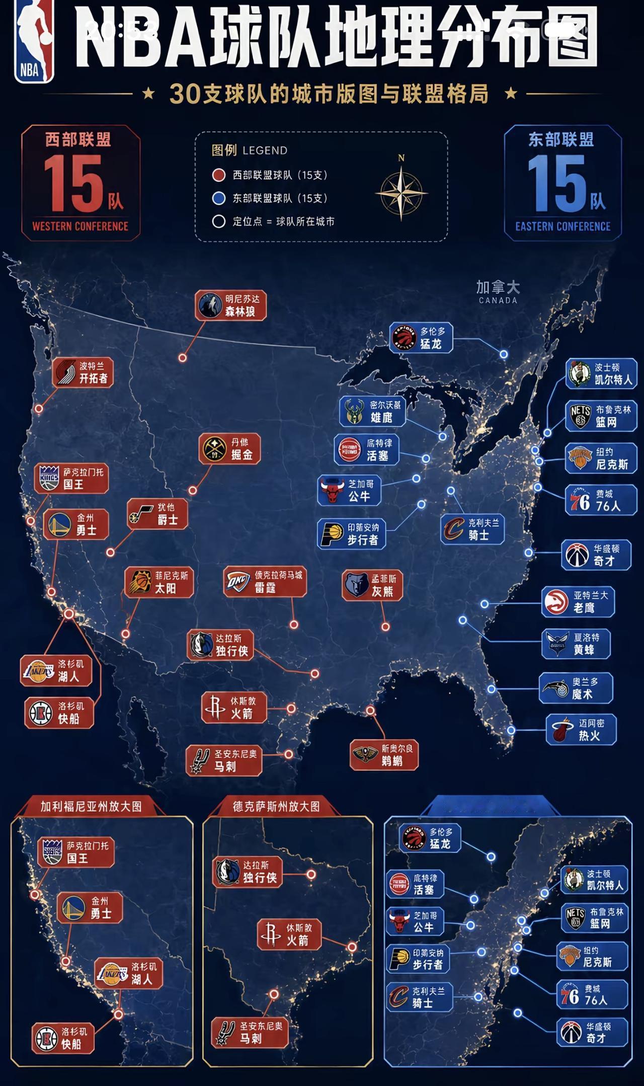 老詹之所以选择76人原因之一看地图就明白，离纽约大都会并不远