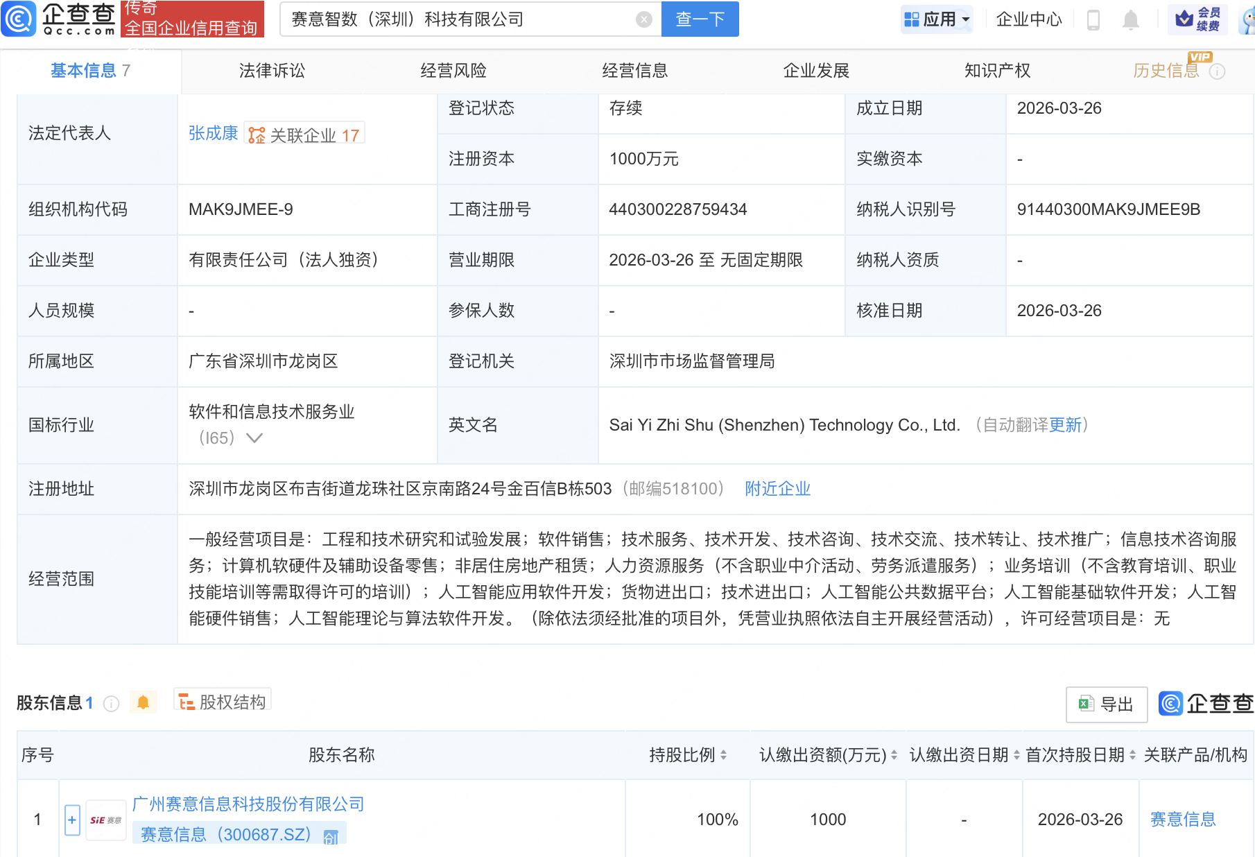 赛意信息成立智数科技公司，含多项AI业务