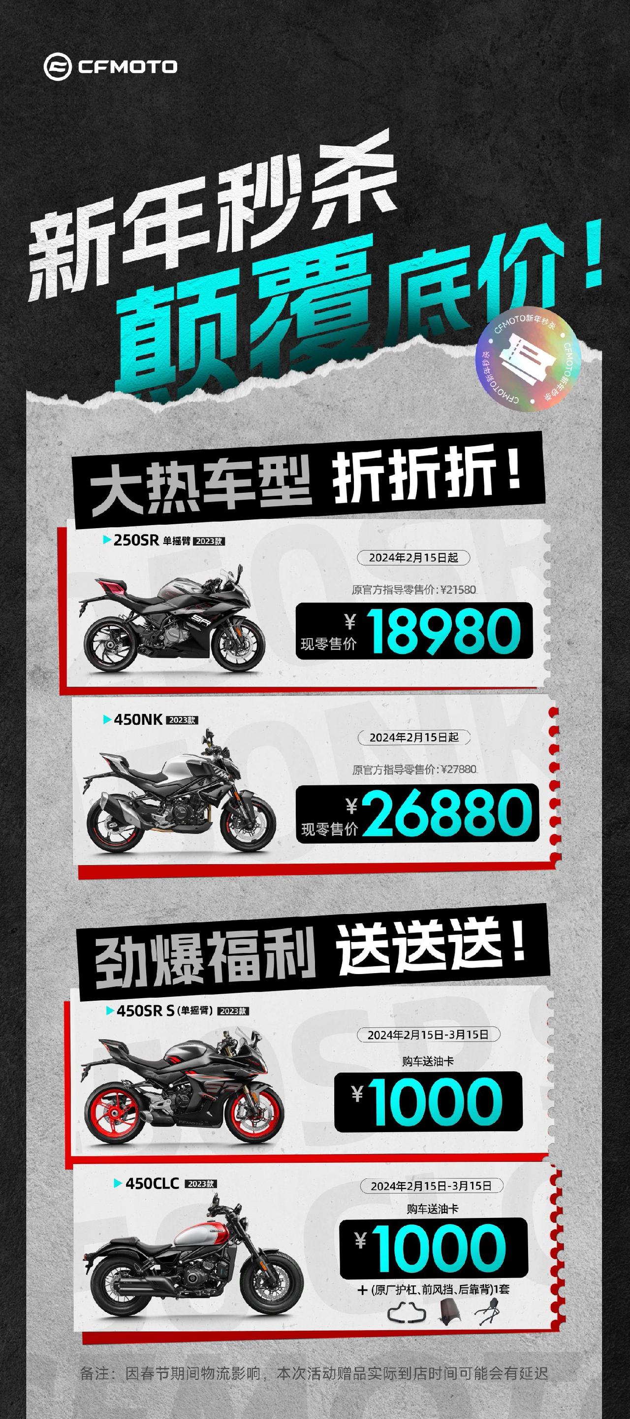 春风又又又又降价了！阿春新春送惊喜，250sr 、450NK最高降幅达 2600