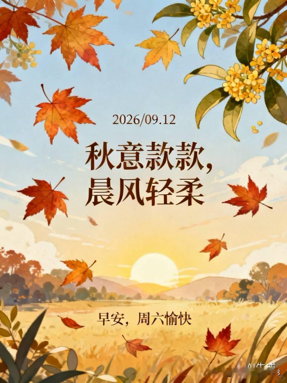 🍁²⁰²⁶/₀₉.₁₂ ᵕ̈ 🌿秋意款款，晨风轻柔🍃，一缕桂香随风至🌸，