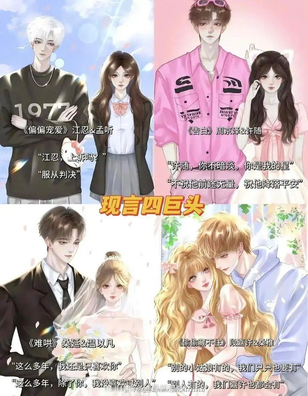 现言四巨头男/女主超话数据 ​​​