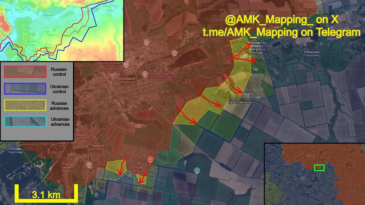 在比利科洛迪亚兹方向，俄军继续推进，并在三个不同区域夺取了新的阵地。在东北方向，