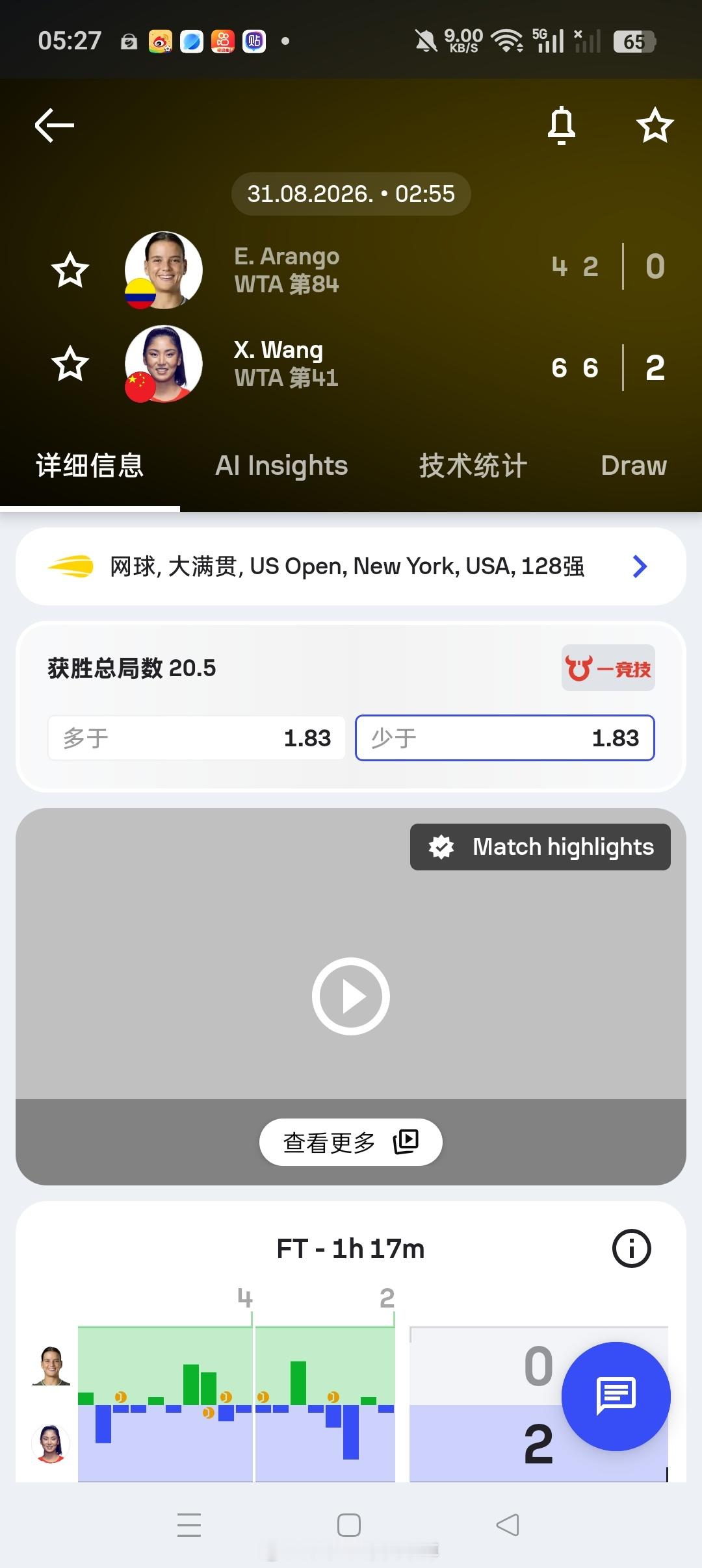 小花小草资讯[超话]wta[超话] 【美网2026】女单正赛第一轮🇨🇳王欣瑜