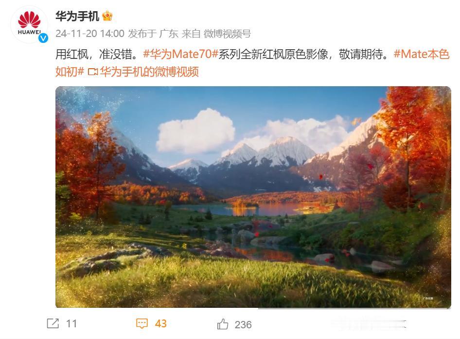 华为Mate70系列搭载红枫影像，这一次又是追求色彩还原。

很多人在想，色彩还