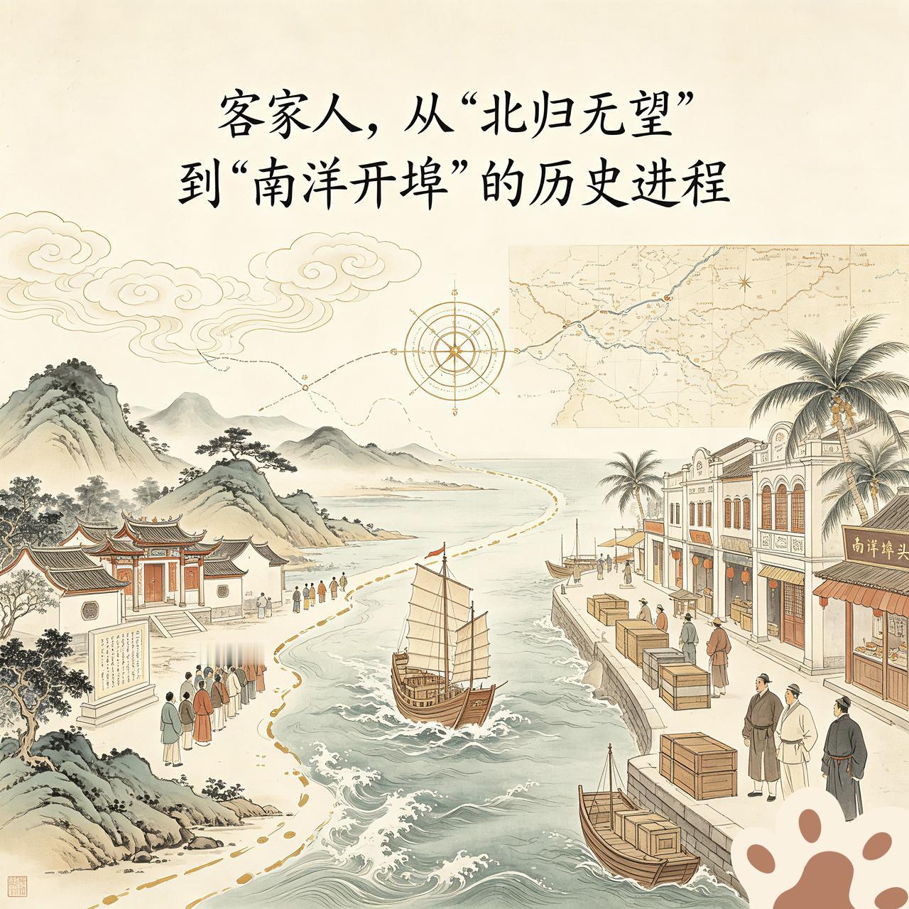 客家人，从“北归无望”到“南洋开埠”的历史进程。其间，它体现了客家移民史上的什么