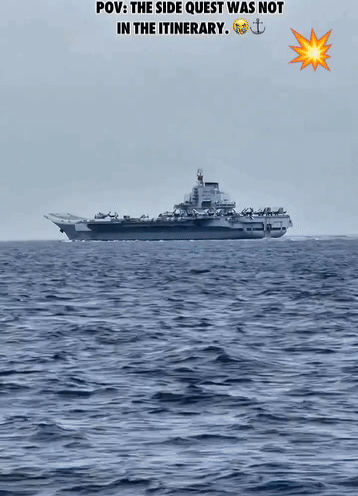 海参号航母被民船拍到在巴西兰海峡航行，这是位于苏禄海与苏拉威西海之间的海峡！正如