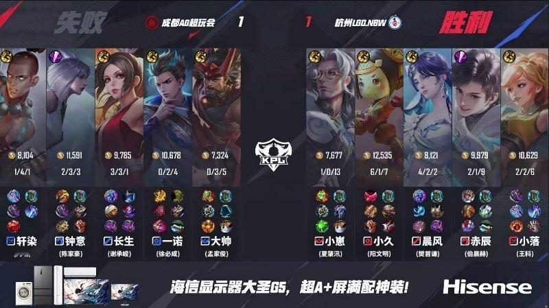 LGDNBW扳回一局  AG对战LGDNBW  成都AG超玩会 1:1 杭州LG