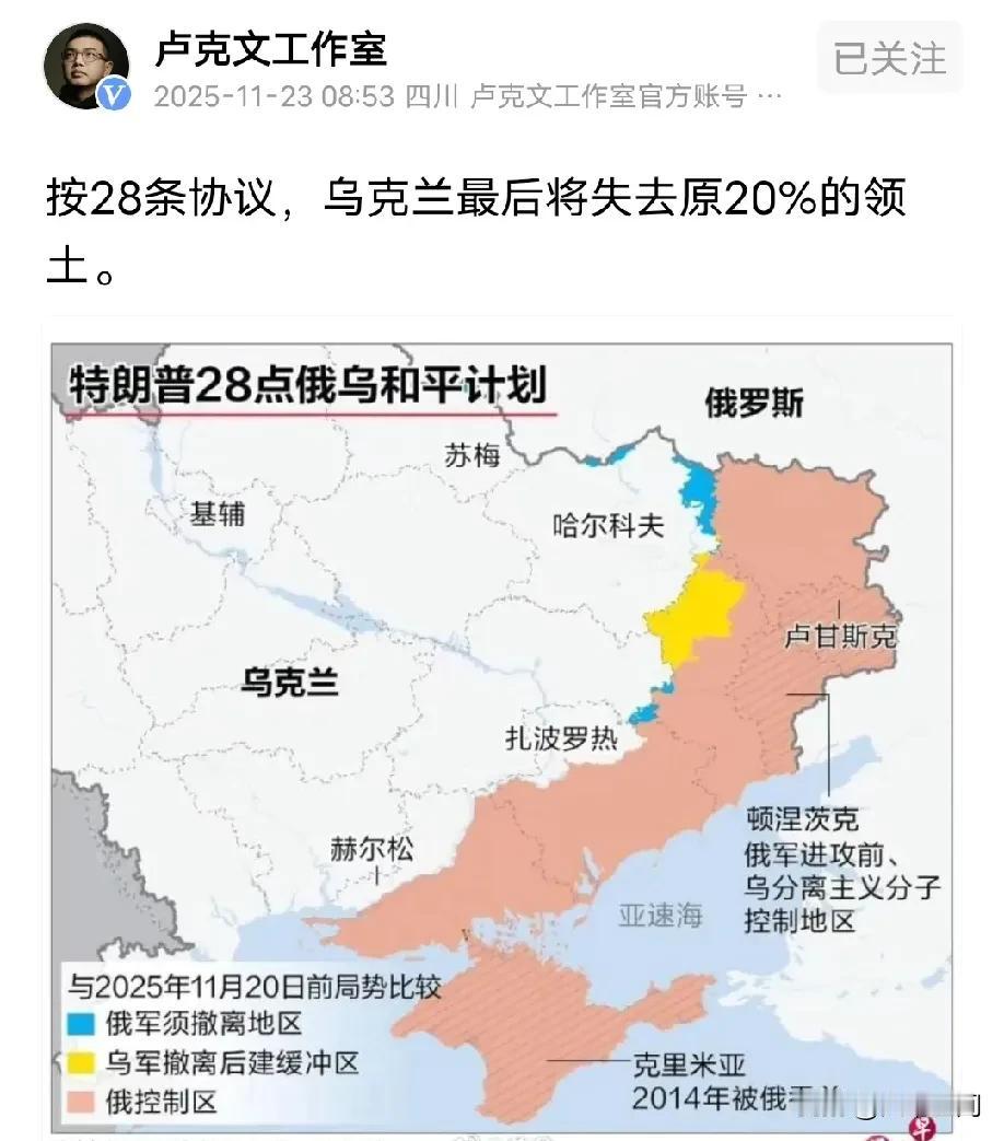 卢克文称按照川普28点计划，乌克兰将失去20%的领土，乌克兰被忽悠惨了！看了川普