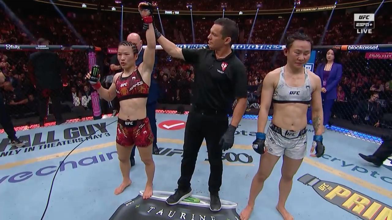 张伟丽卫冕金腰带！UFC300“中国德比”，女子草量级冠军争夺战，五回合一致判定