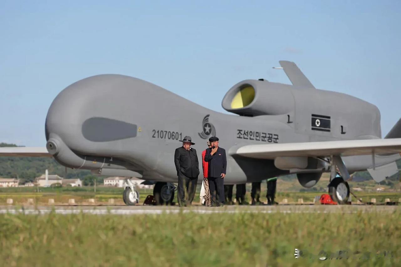 近日，金正恩同志观摩了朝鲜自主研发的“主体鹰”大型无人侦察机飞行训练，并一本正经