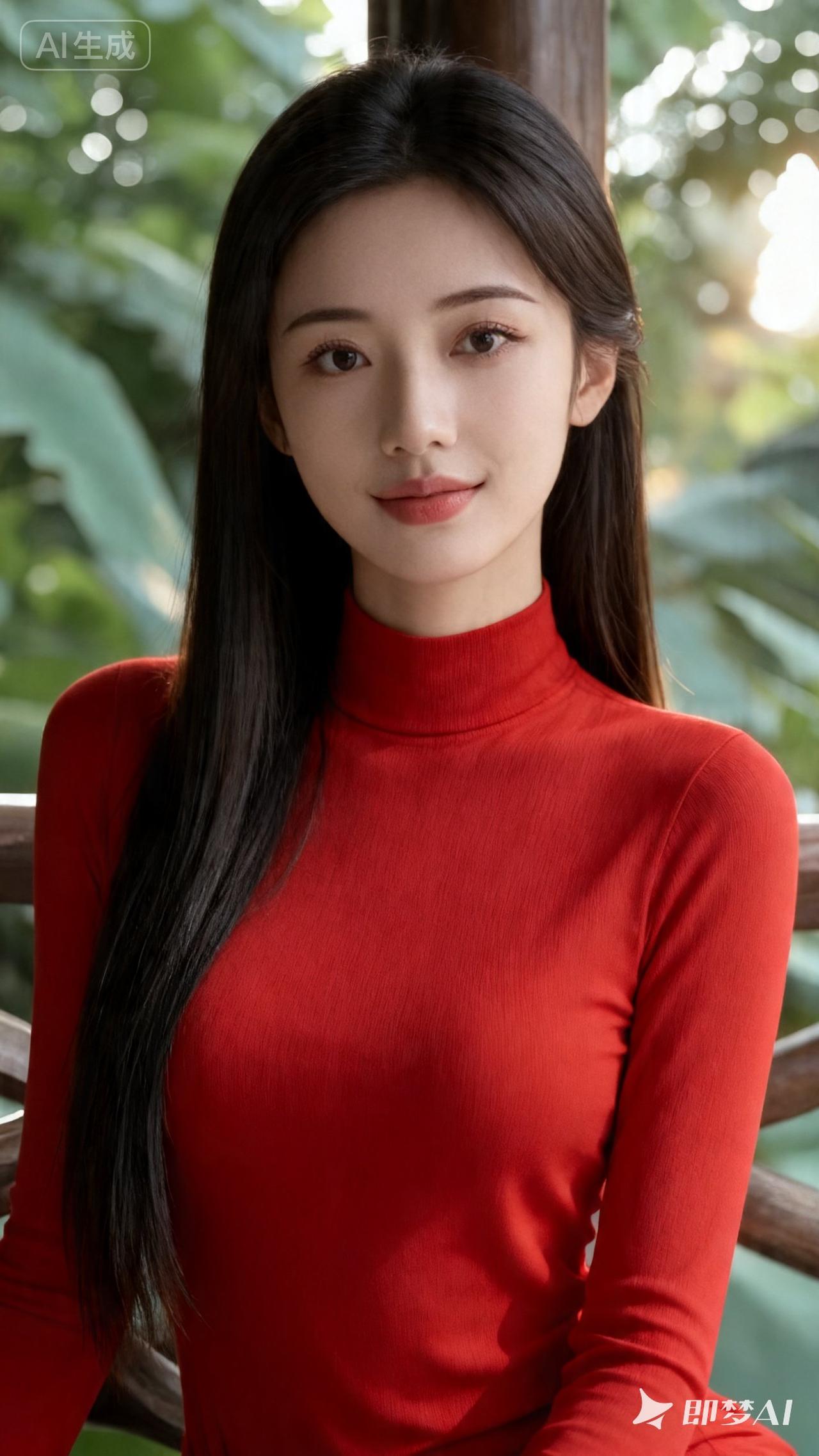 🍂 红色高领毛衣，温暖又时尚，秋日必备！🍂💕