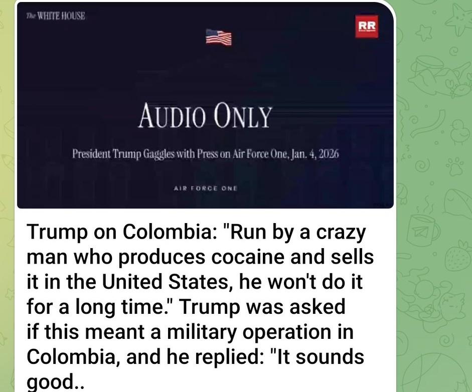 特朗普谈哥伦比亚：“由疯子管理，他生产可卡因并卖给美国，他不会干太久。” 🇨?