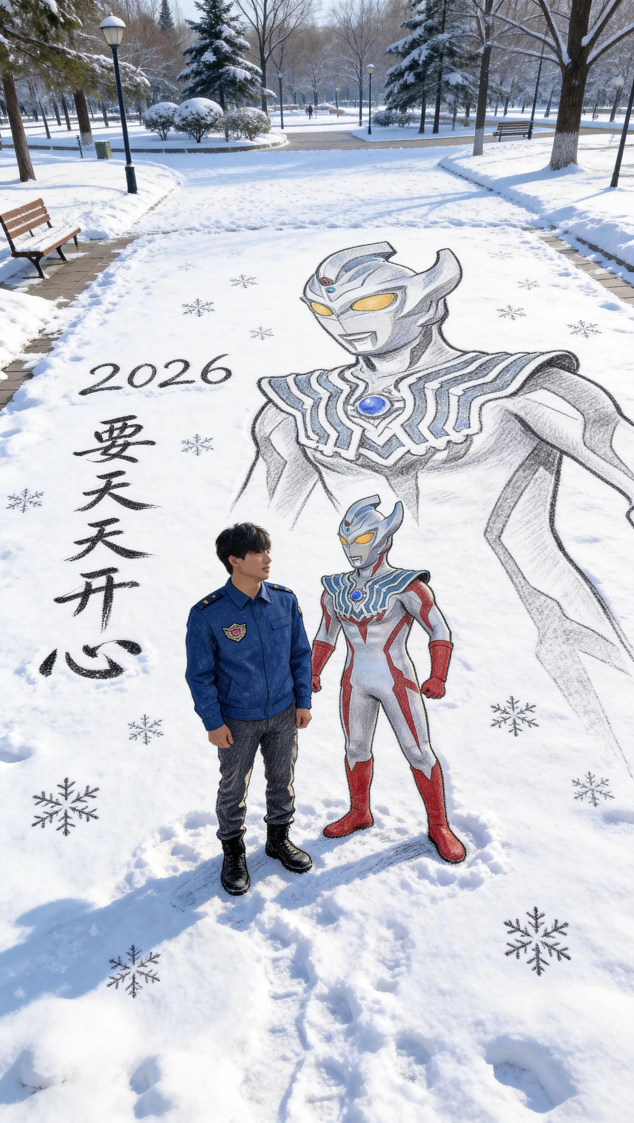 雪地素描自画像