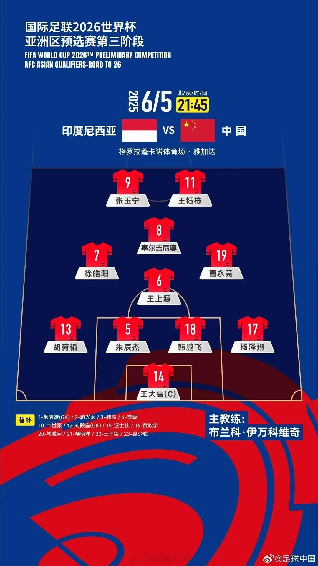 国足首发 塞鸟第一次代表国足首发，直播平台也免费了，有一起看会儿的没 ​​​