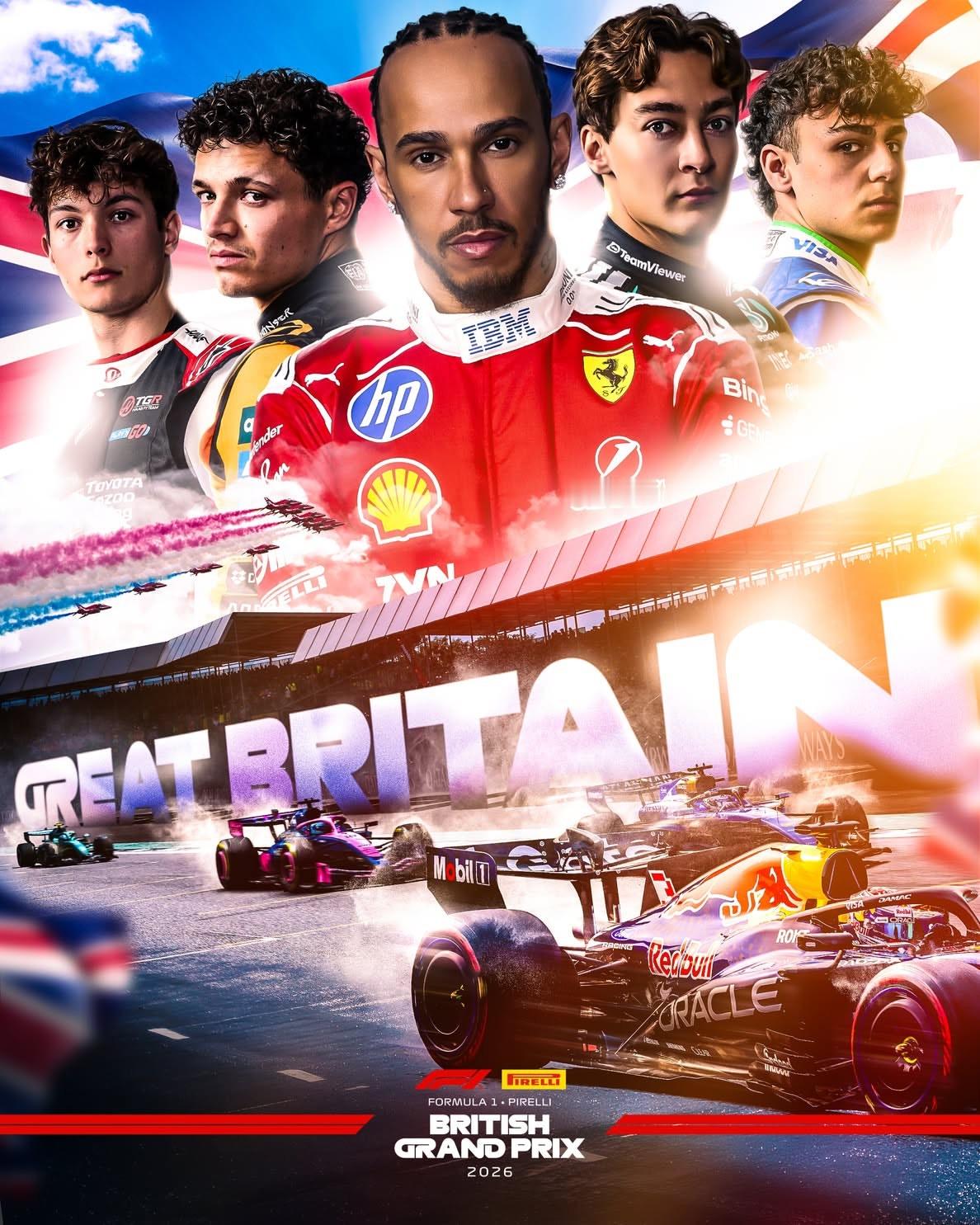 F1官方发布2026英国大奖赛海报👇🏻比赛周又回来啦！😍我们将前往传奇的银