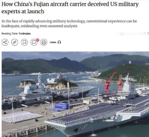美称被福建舰严重欺骗，性能绝对超过尼米兹级六成！
 
最近，美国媒体承认他们对中