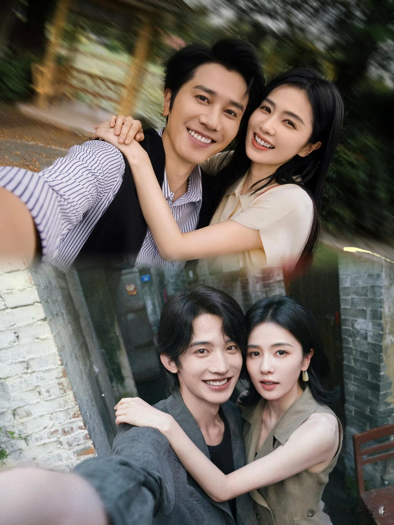 白鹿这个七夕 是真忙，新剧《开到荼蘼》七夕放出两组合照，一边彭冠英，一边常华森，