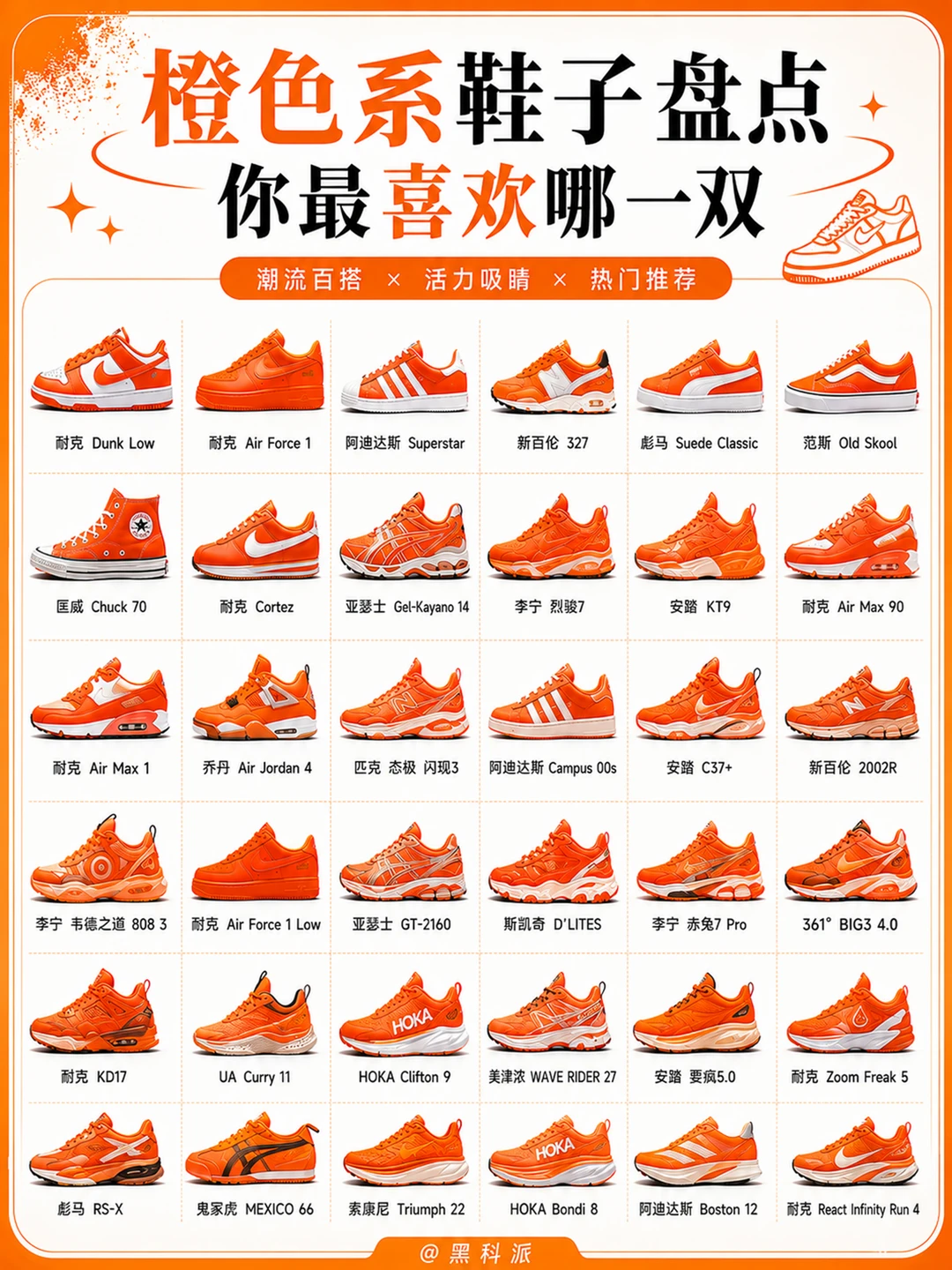 橙色系鞋子合集，元气和活力的代名词！
