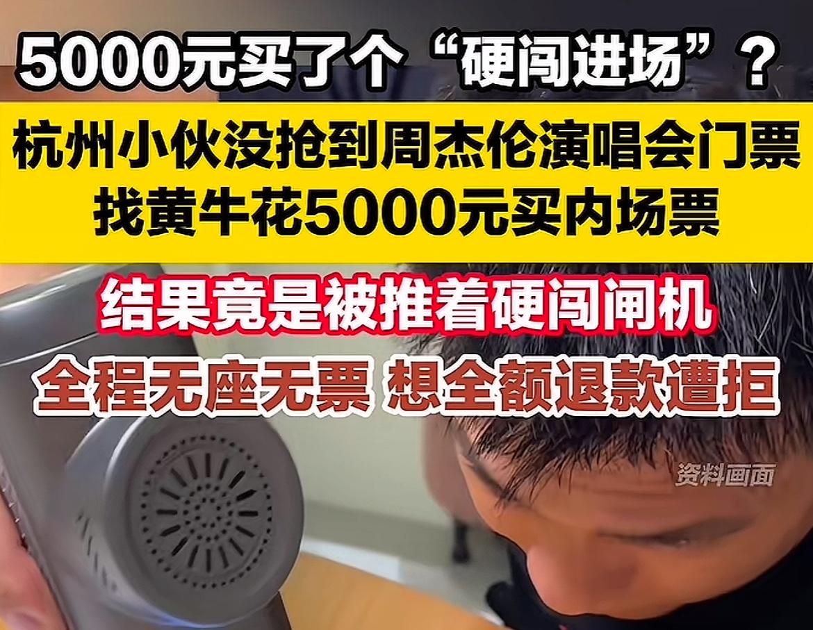 黄牛票就是硬闯？

看到的一个新闻，杭州一小伙子找黄牛买的周杰伦演唱会门票，还挺