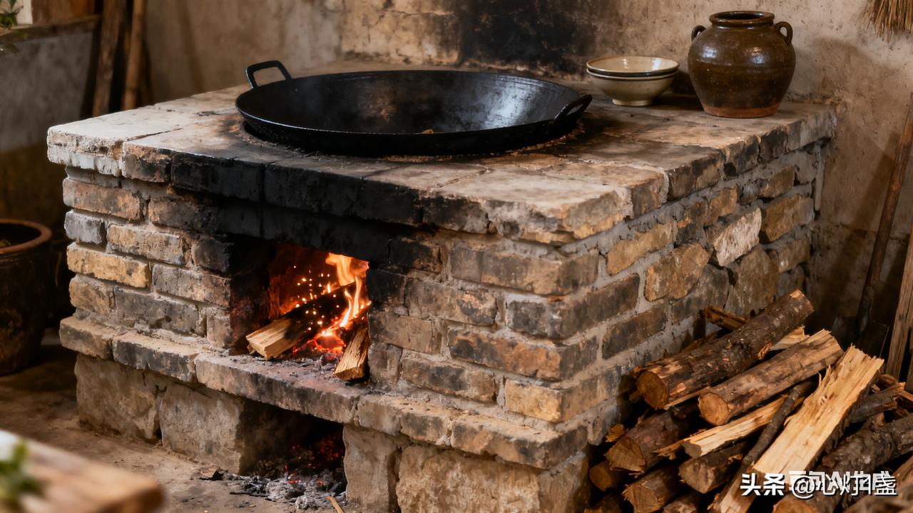 那灶不是精致的锅具，是大锅在泥土糊就的灶膛，木柴添进去，“噼啪”声里裹着火星往上
