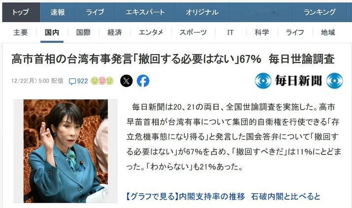 上升到人民战争了！日本民调67%支持高市，中国100%取消未来两周中日航班

