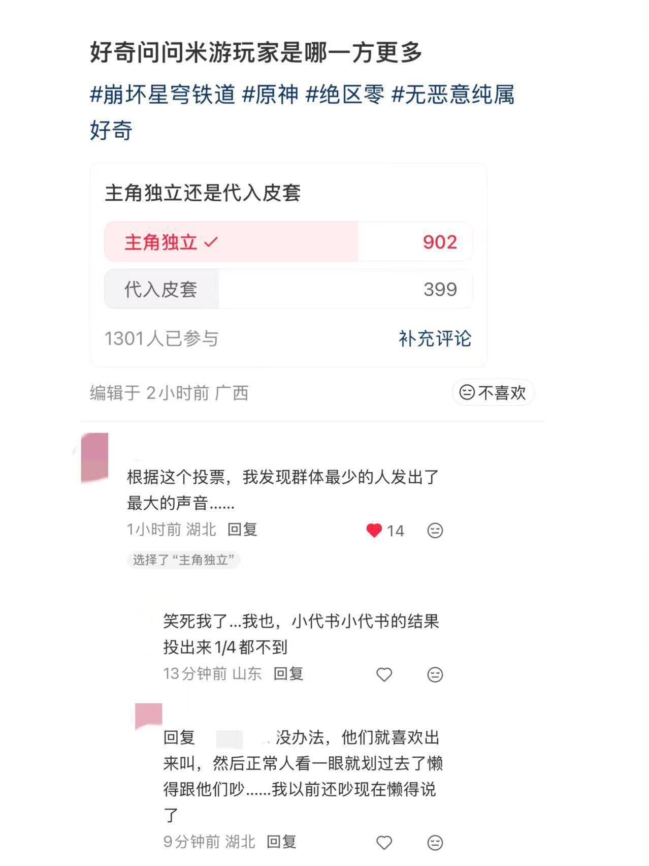 虽然只有一千多人投但是结果也挺明显的吧。。。13265 