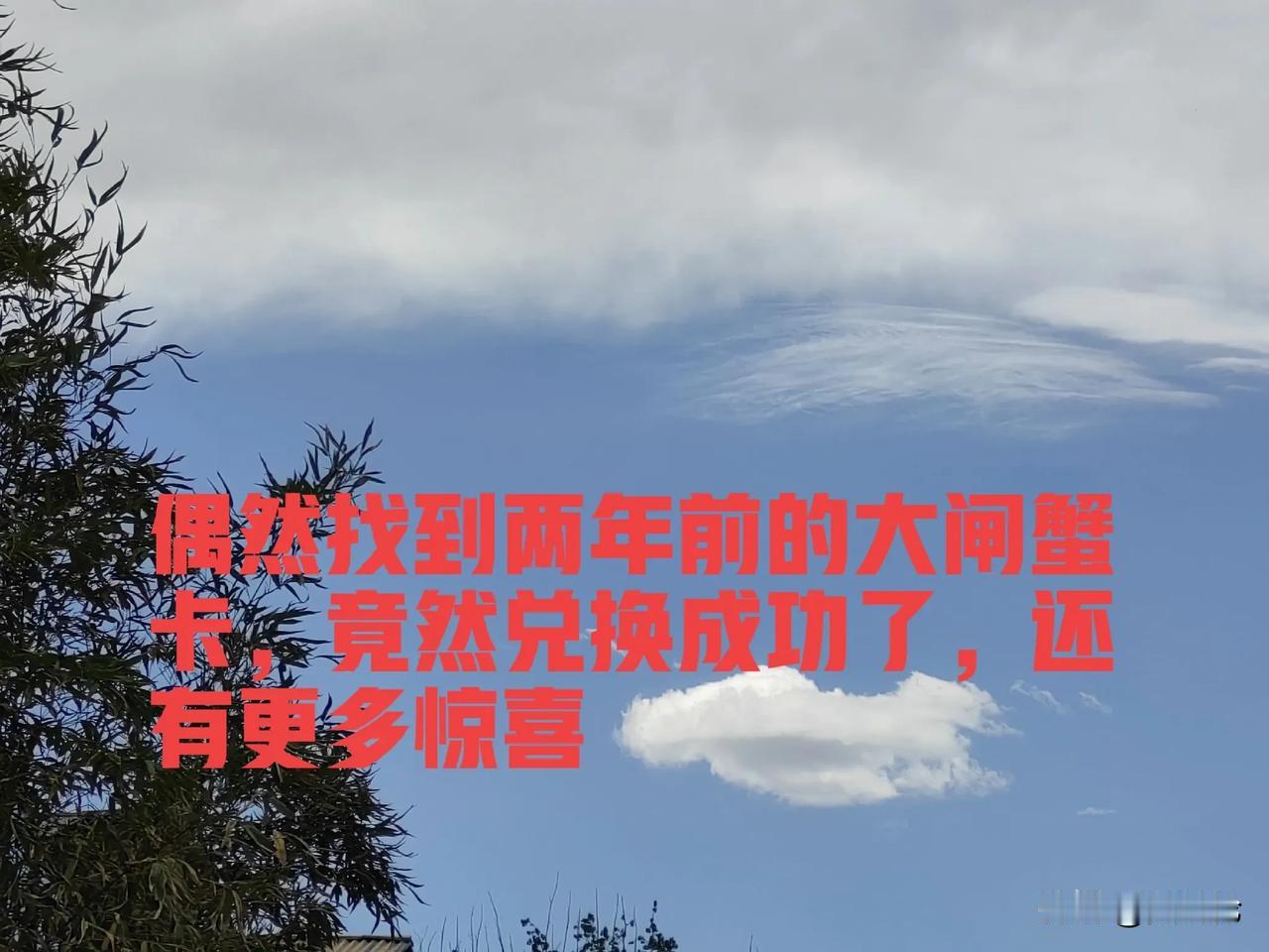 前天早上，在抽屉找份文件，发现两张大闸蟹卡，我怎么也想不起是什么时候收到的了，依