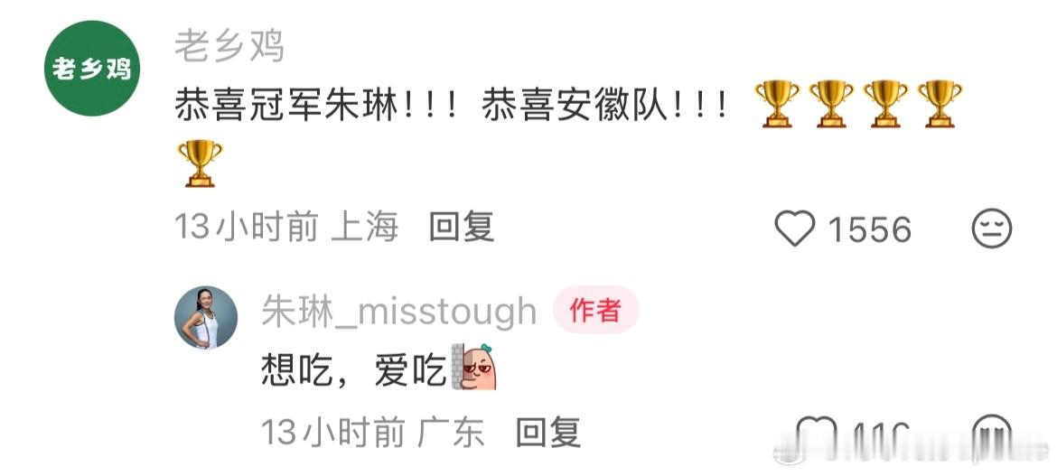 🎾女单冠军朱琳 喜提6万元老乡鸡的饭卡