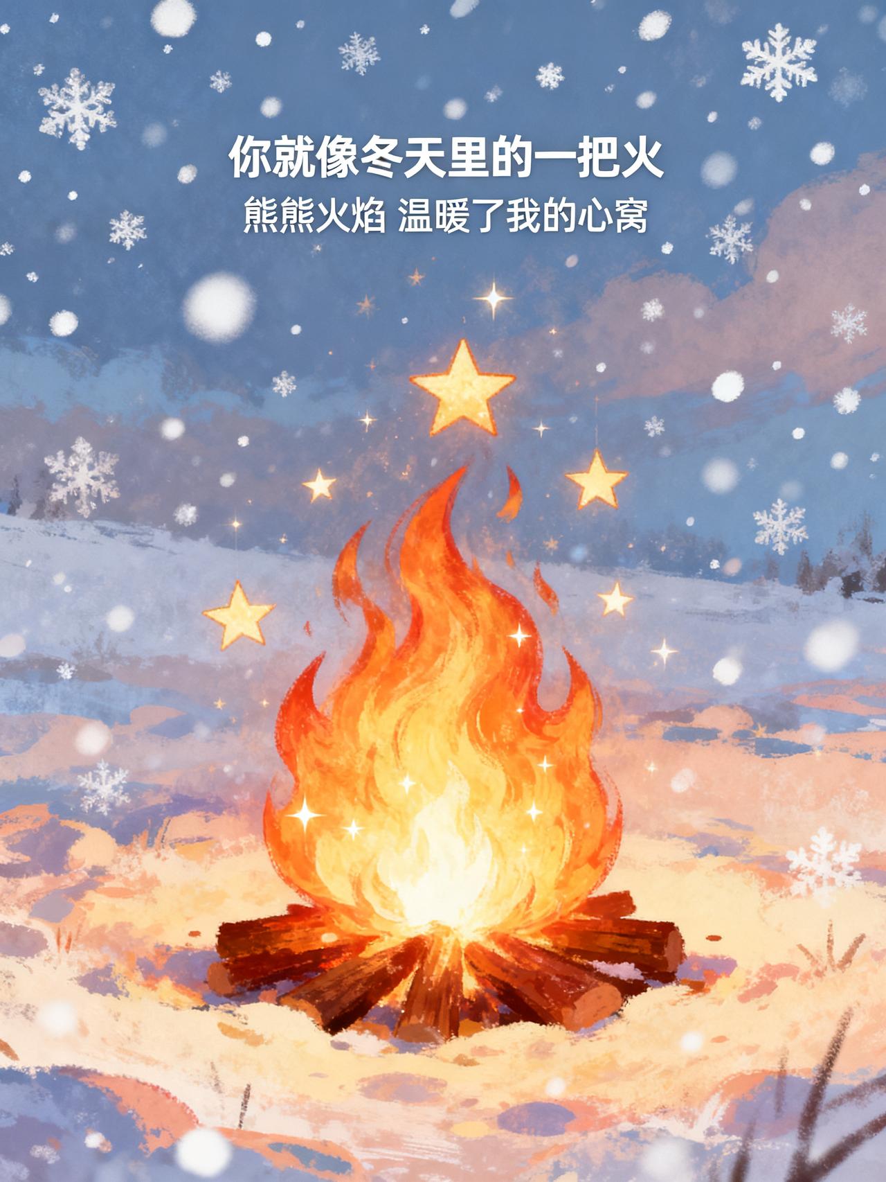 你就像那冬天里的一把火，熊熊火焰温暖了我的心窝
你就像冬天里的一把火
熊熊火焰 