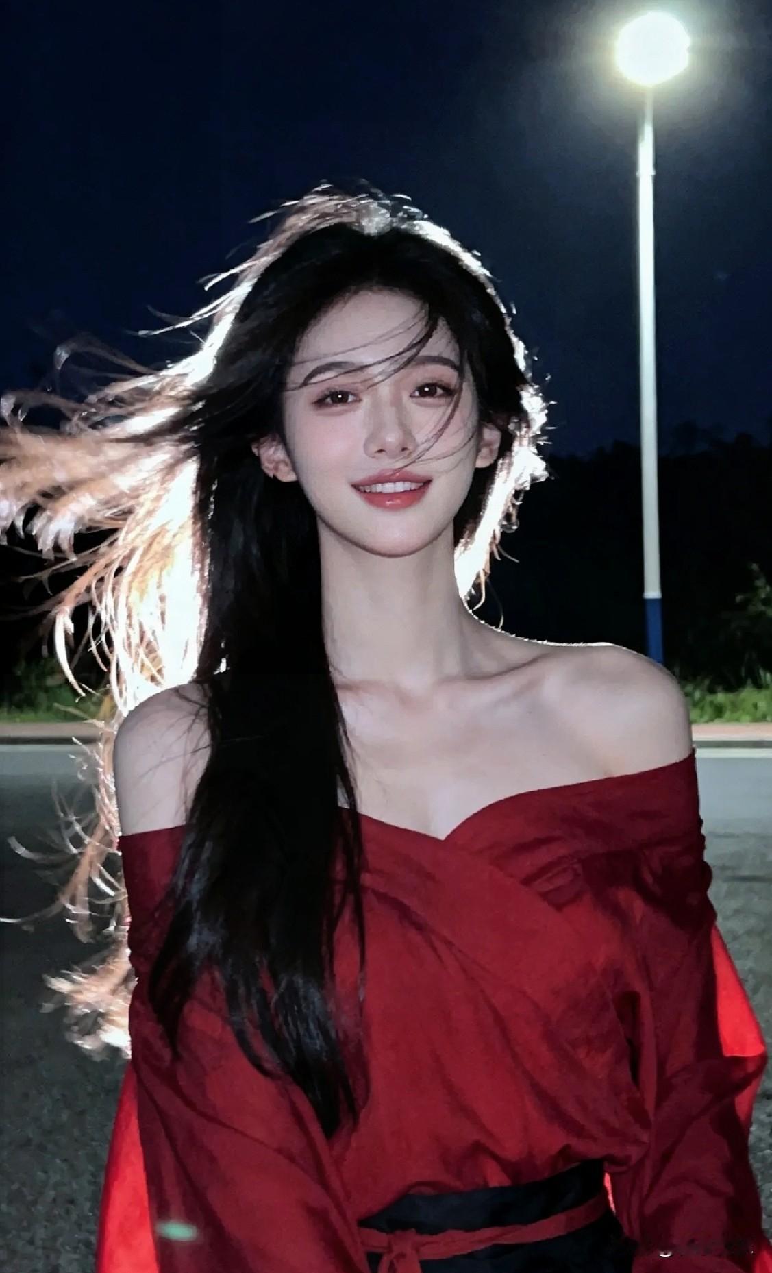 夜色街头惊鸿一瞥，红衣少女踏着微风轻盈起舞，氛围感拉满！晒图笔记大赛今日分享随手