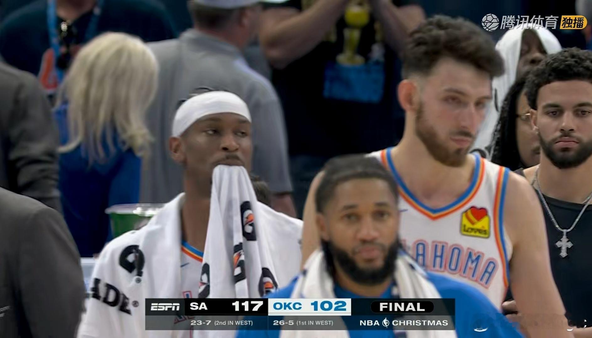 半个月内三杀卫冕冠军！马刺117-102雷霆，送给雷霆赛季首次连败！据统计，雷霆