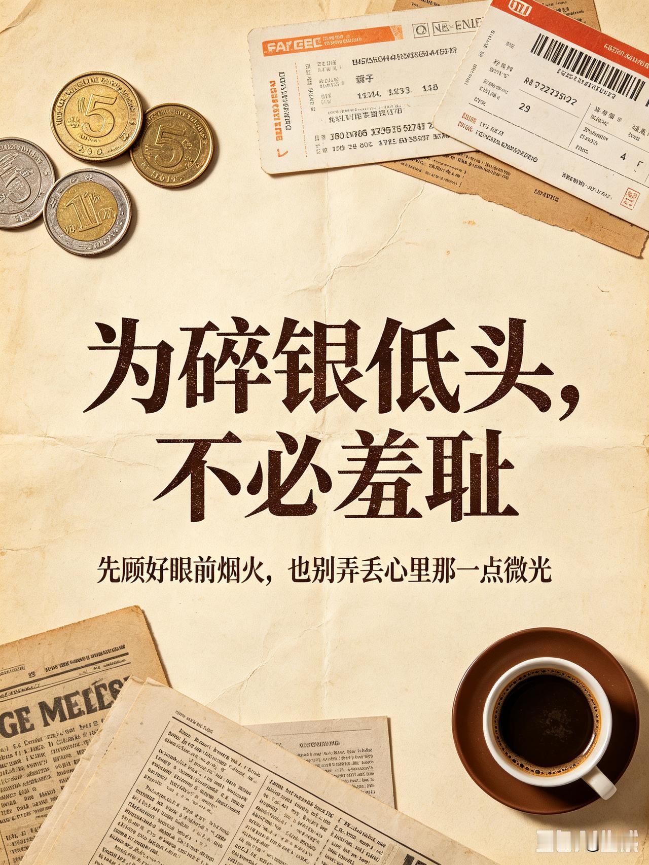 人来世间,不都是为了碎银几两吗?人来世间，大半确实困于碎银几两。
 
碎银几两，