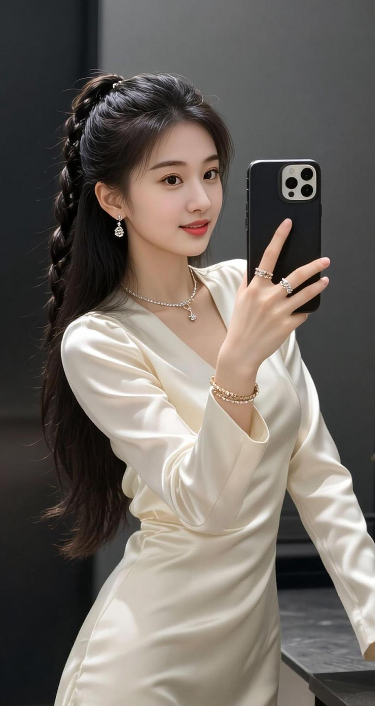 AI优雅自拍抖音ai创作 每日分享 清纯美女