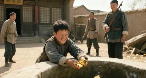 地主家傻儿子每天往井里扔金条，长工们笑他败家，土匪进村那天把家抄空了，傻儿子指着