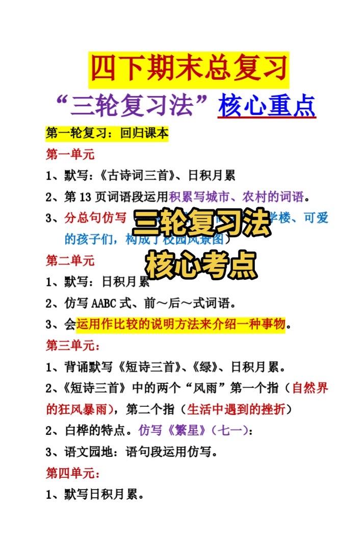 “三轮复习法”核心考点，一定要点赞收藏。复习时对照着练起来