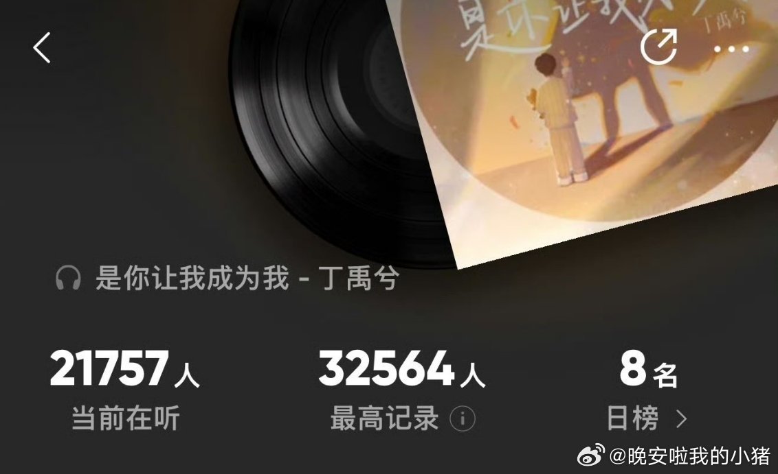 丁禹兮新歌实时在线人数2w+，日榜前十🥳🥳 