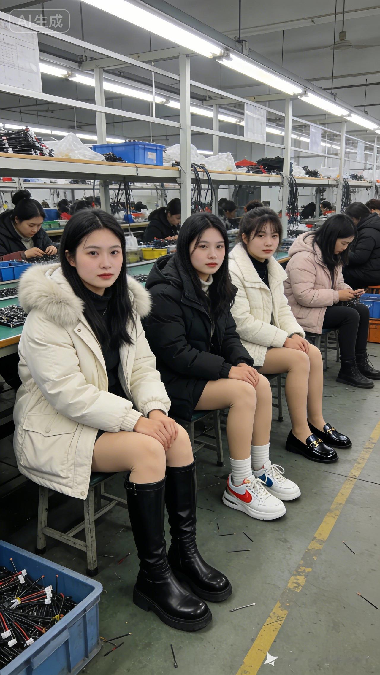 工厂里的青春：姐妹们一起奋斗，创造美好未来！💪💼💪