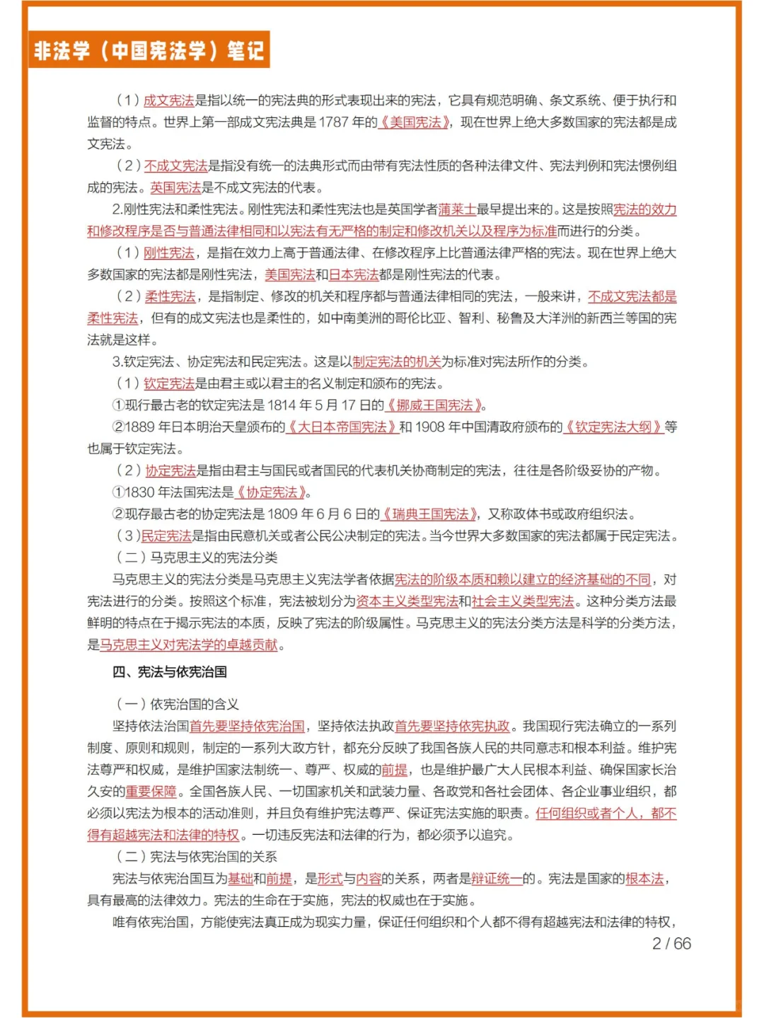 法硕（非法学）—中国宪法学上岸重点笔记