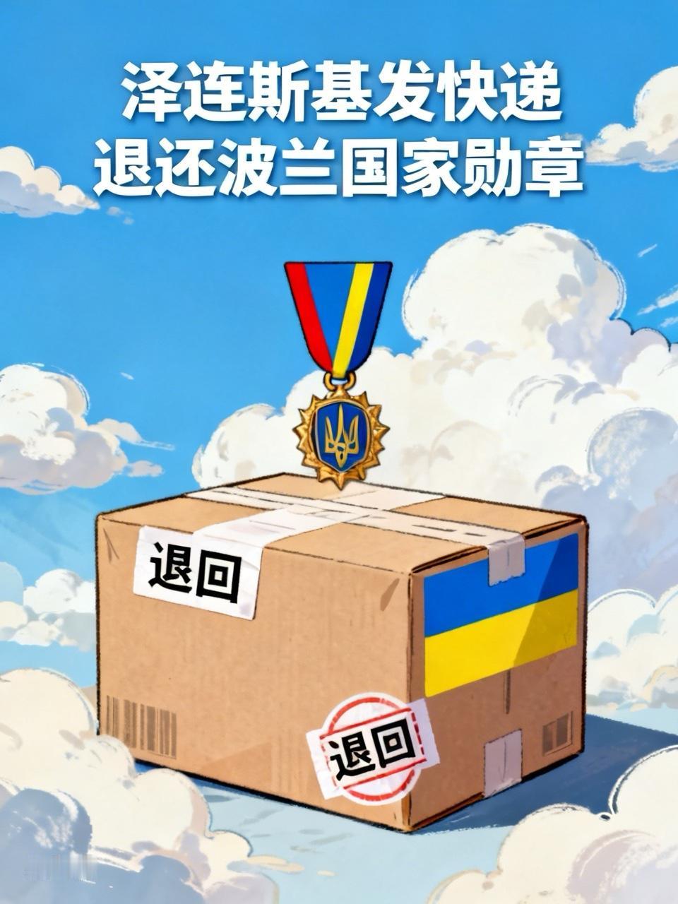 【泽连斯基发快递退还波兰国家勋章】
    国家之间无小事，颁发了又要收回何必当