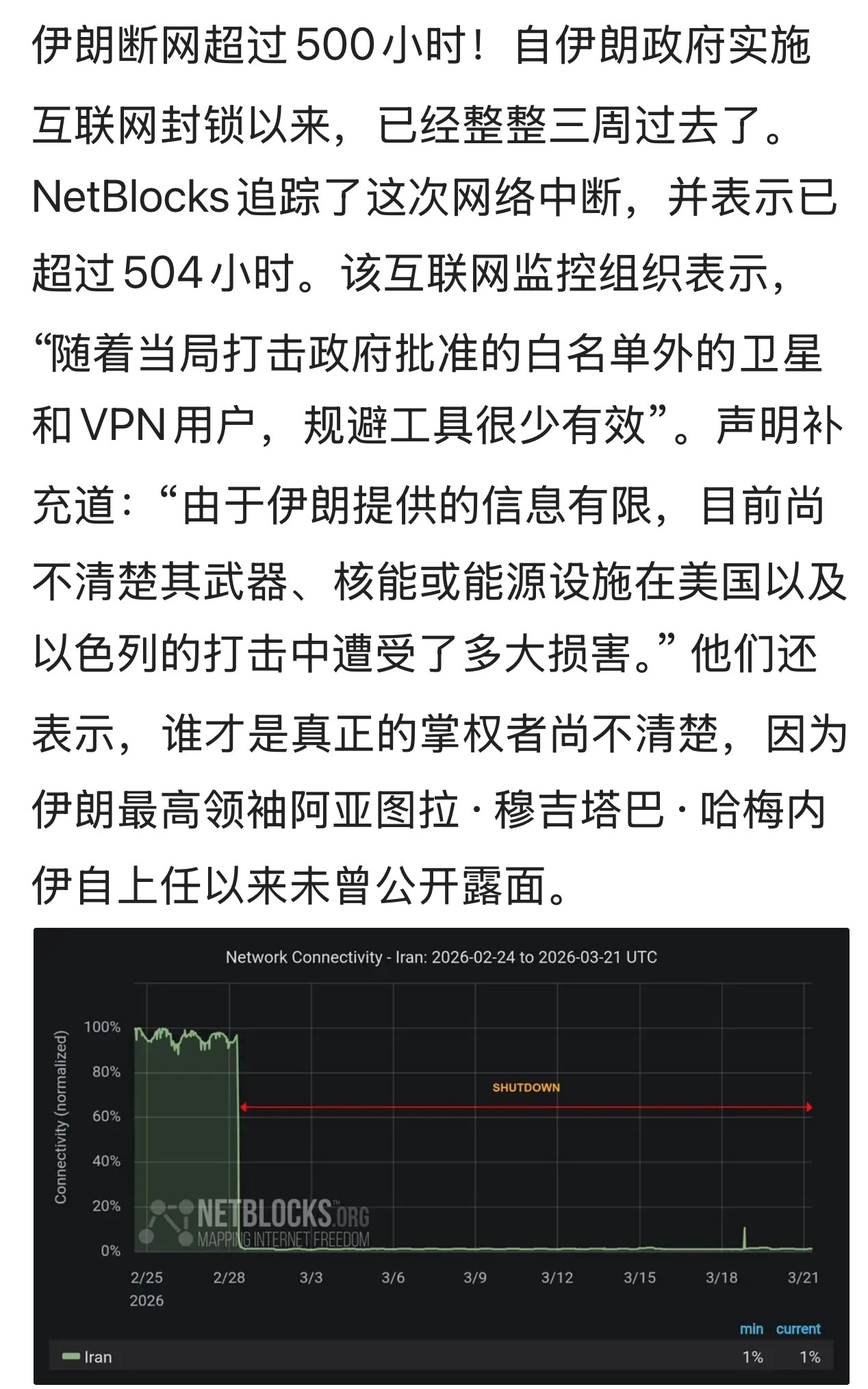 美以现在的情况是不知跟谁谈美以伊最新局势伊朗断网超过500小时