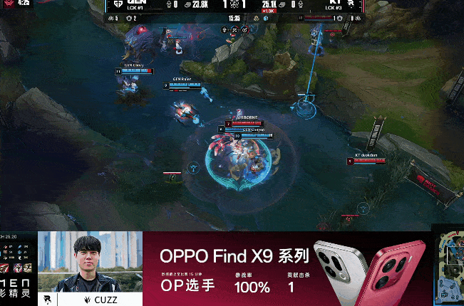 GEN果断集火击杀Peter，随后轻松拿下先锋