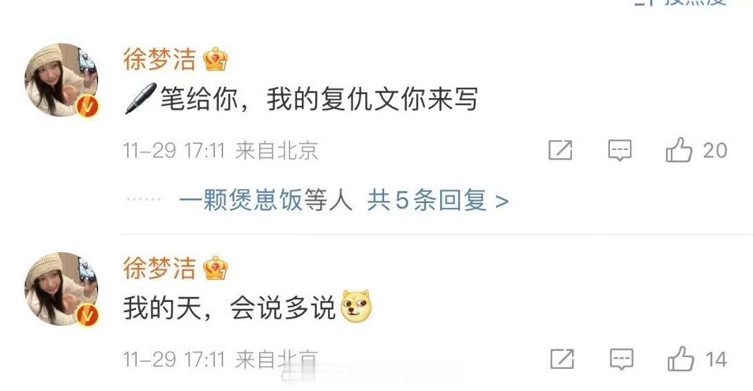 徐梦洁我的复仇文你来写 妹妹这个造型真的是太美咯，一看就是纯纯的复仇文女主啊，感