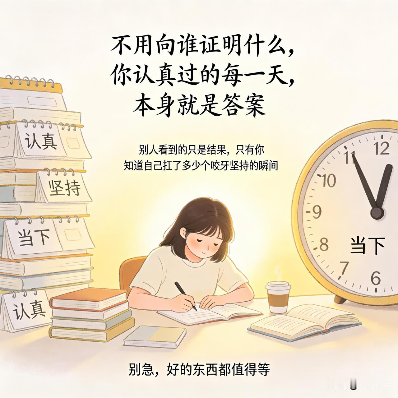 不用向谁证明什么，你认真过的每一天，本身就是答案。[祈祷]生活中很多事没有观众，