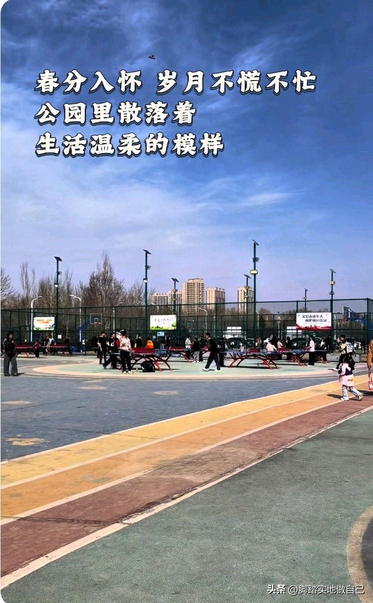 阳光洒在公园里，小草偷偷冒芽，到处都是暖洋洋的～
 
有人慢跑，有人发呆，还有小