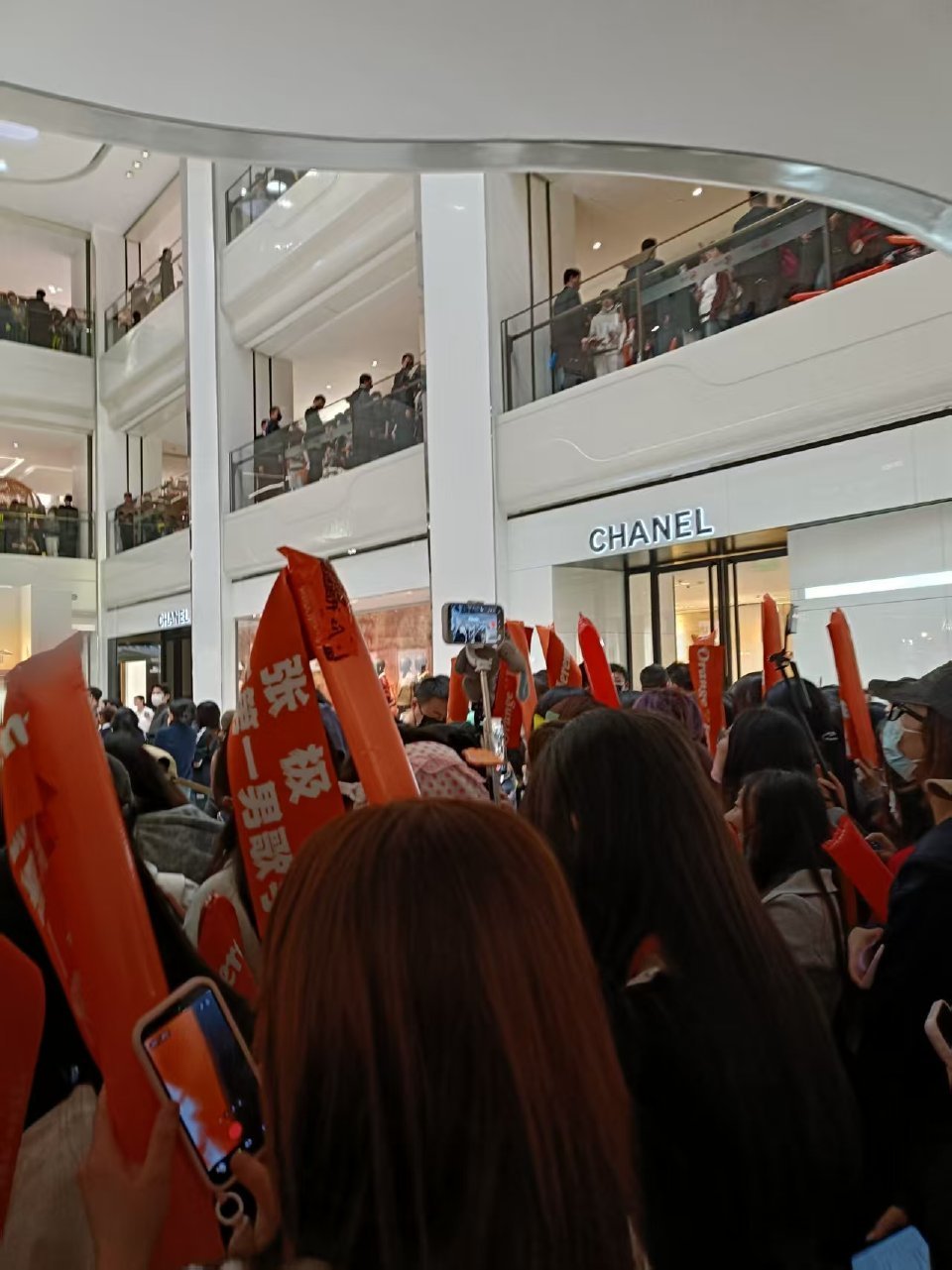 张极家北京skp Prada活动，卷毛造型清爽又萌，气质和Prada好适配，线下