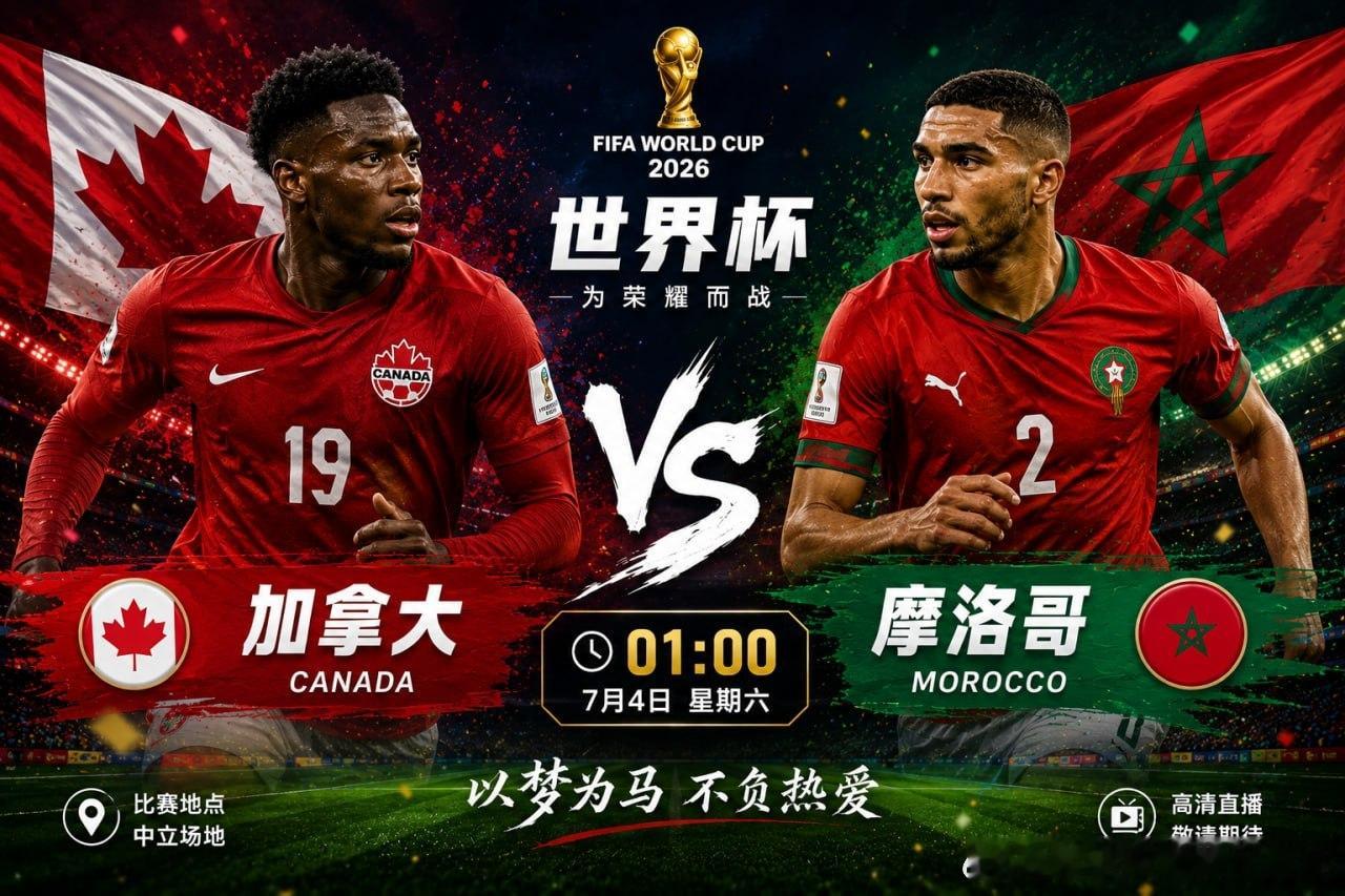 世界杯淘汰赛继续！🇨🇦 加拿大 VS 摩洛哥 🇲🇦两支球队一路走到16强